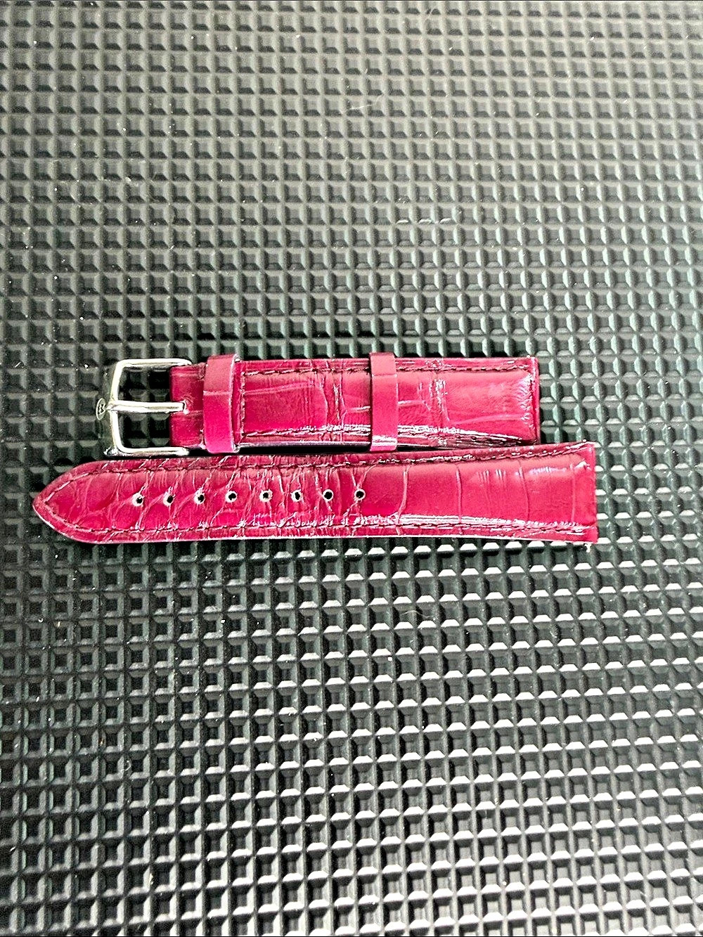 MICHELE 20mm Pink Alligator Embossed Genuine Leather Watch Band Strap France
